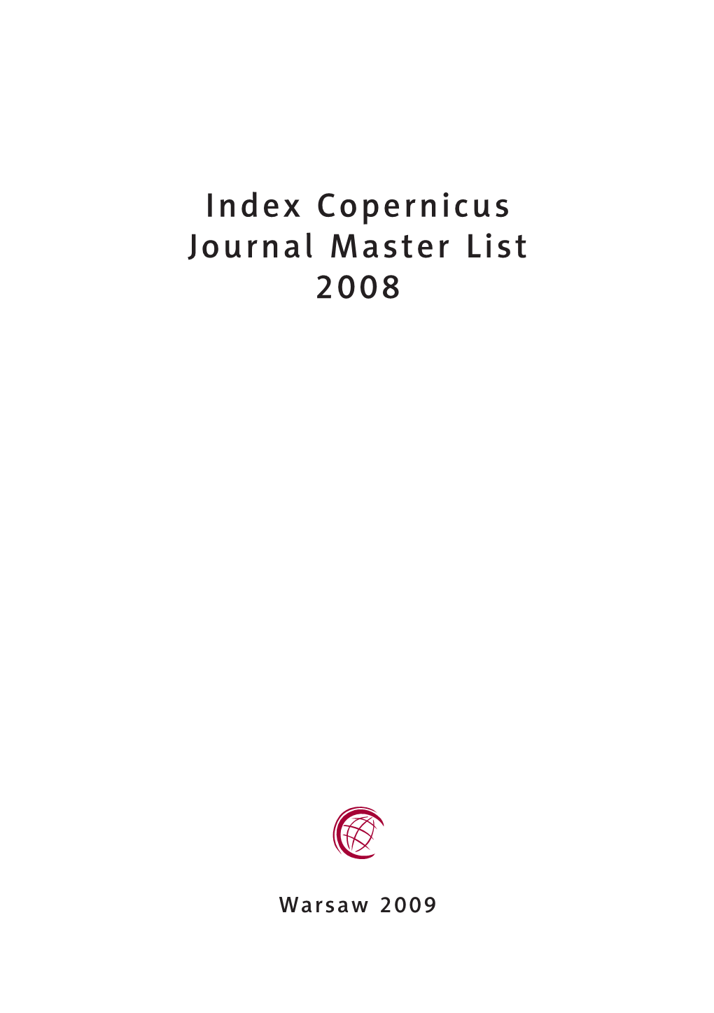 Index Copernicus Journal Master List 2008