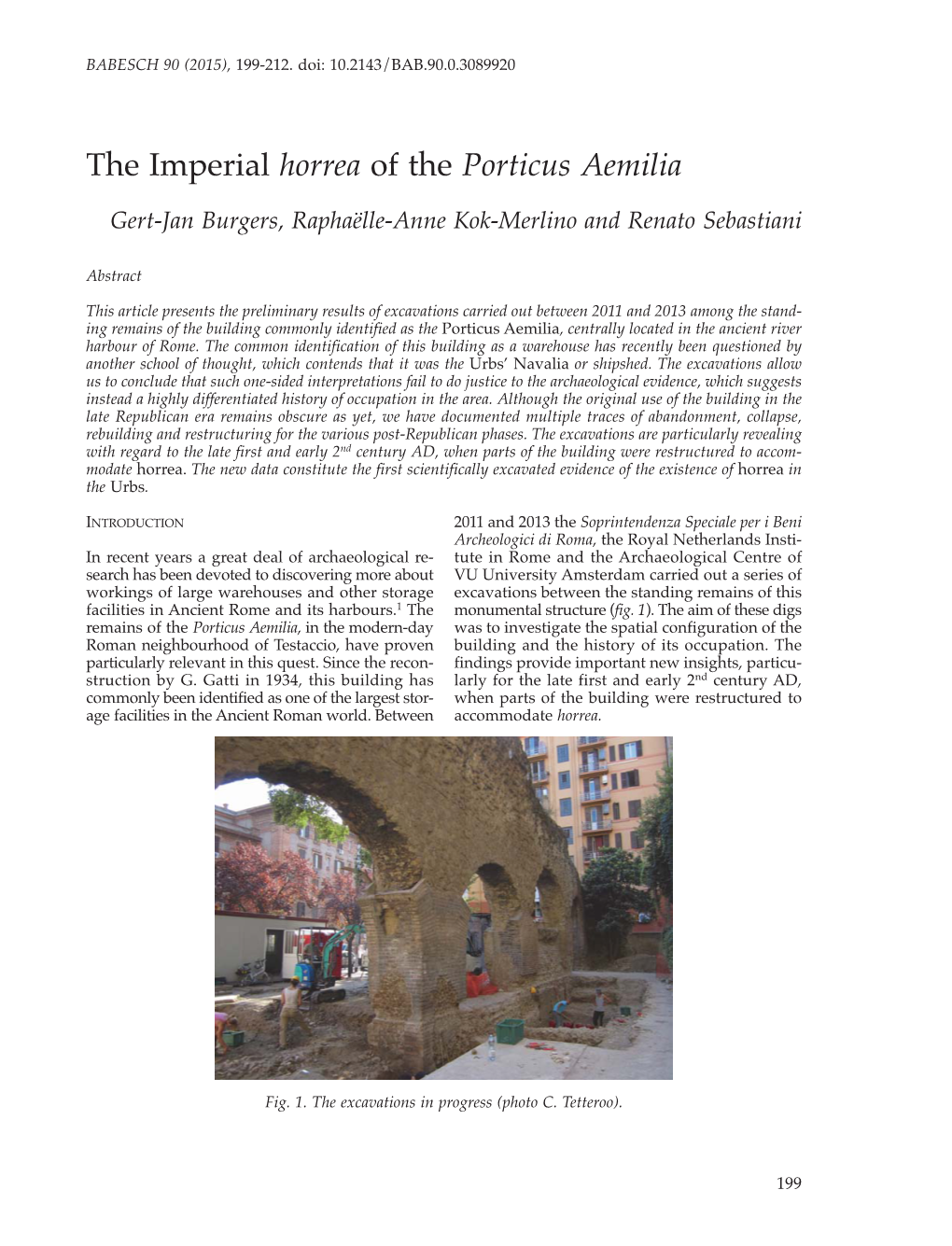 The Imperial Horrea of the Porticus Aemilia