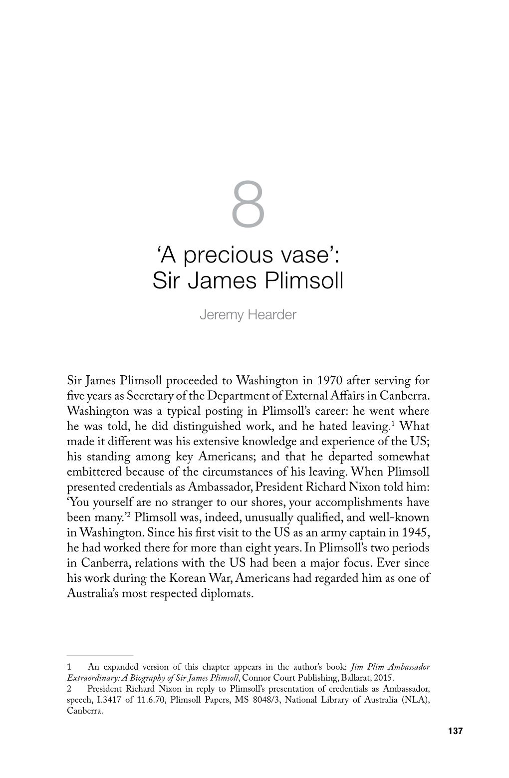 'A Precious Vase': Sir James Plimsoll