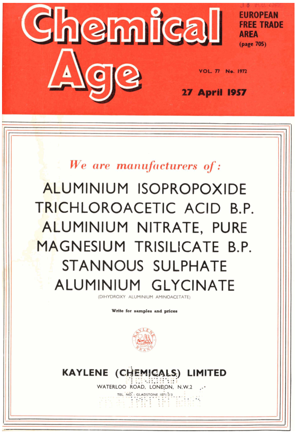 The Chemical Age 1957 Vol.77 No.1972