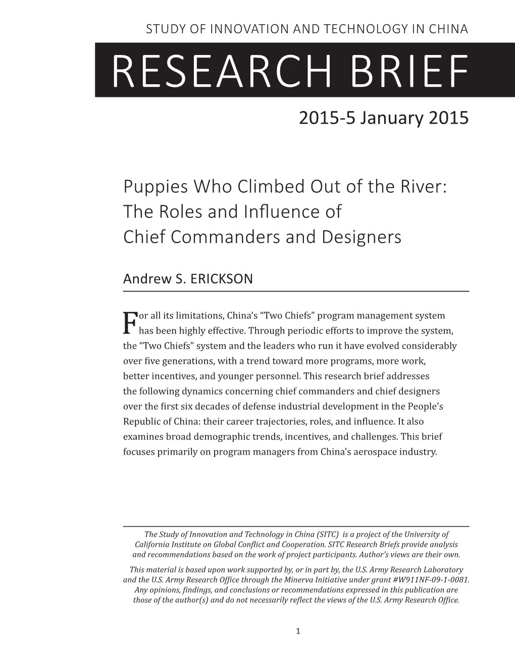 RESEARCH BRIEF 2015-5 January 2015