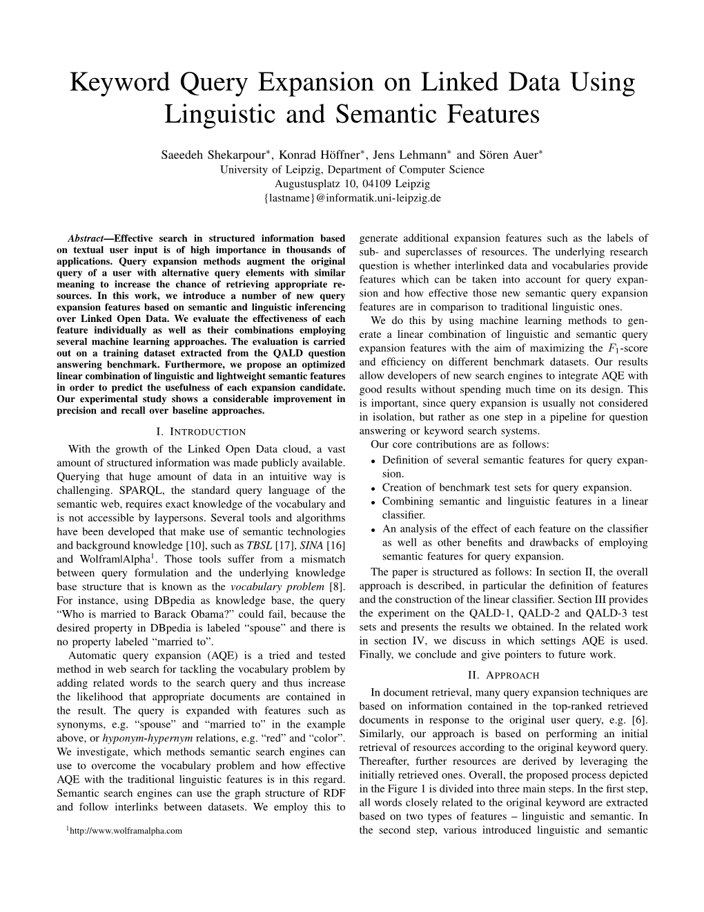Keyword Query Expansion on Linked Data Using Linguistic and Semantic Features