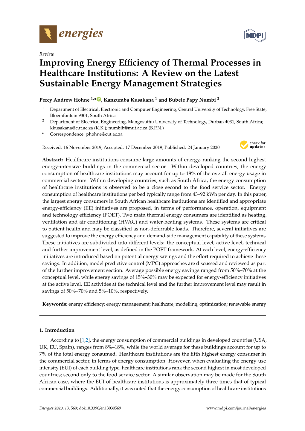 Improving Energy Efficiency of Thermal Processes In