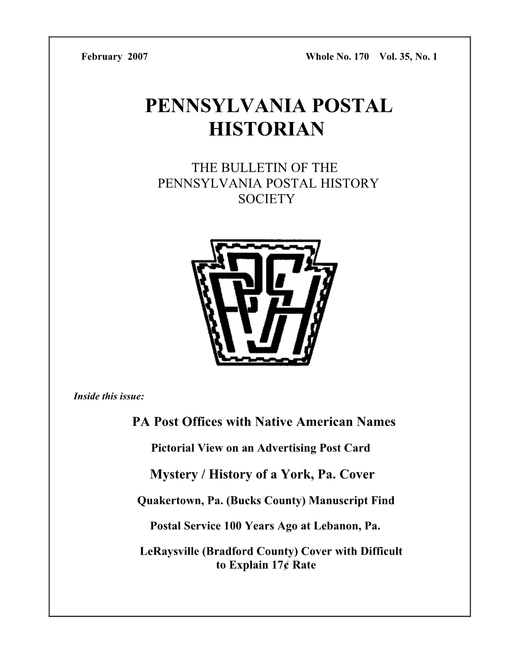 Pennsylvania Postal Historian