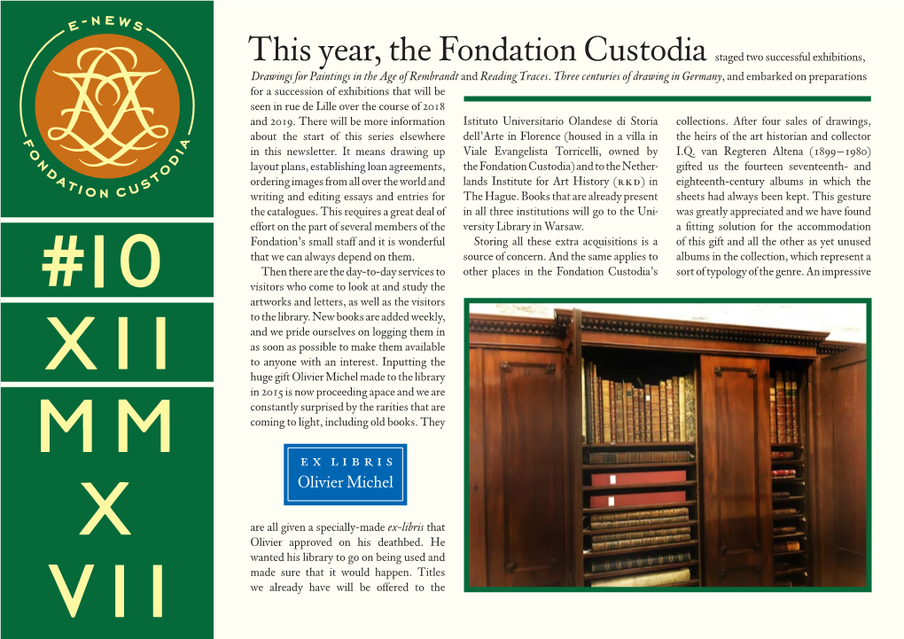 E-Newsletter of the Fondation Custodia, No. 10, December 2017