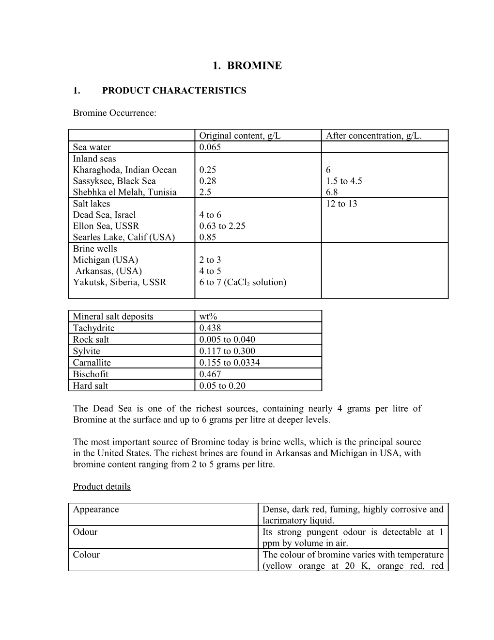 1. Product Characteristics