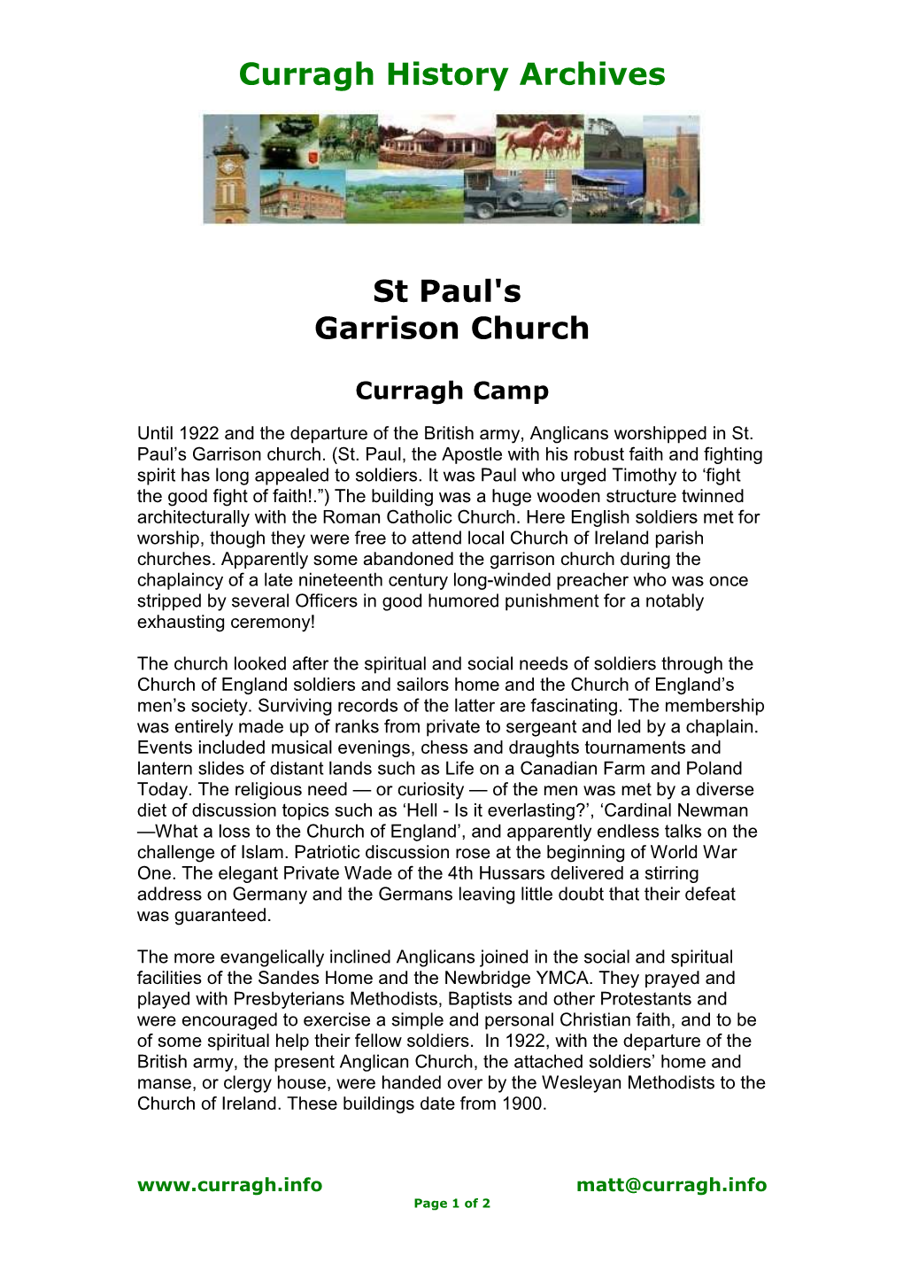 St Pauls Garrison Church Curragh Camp
