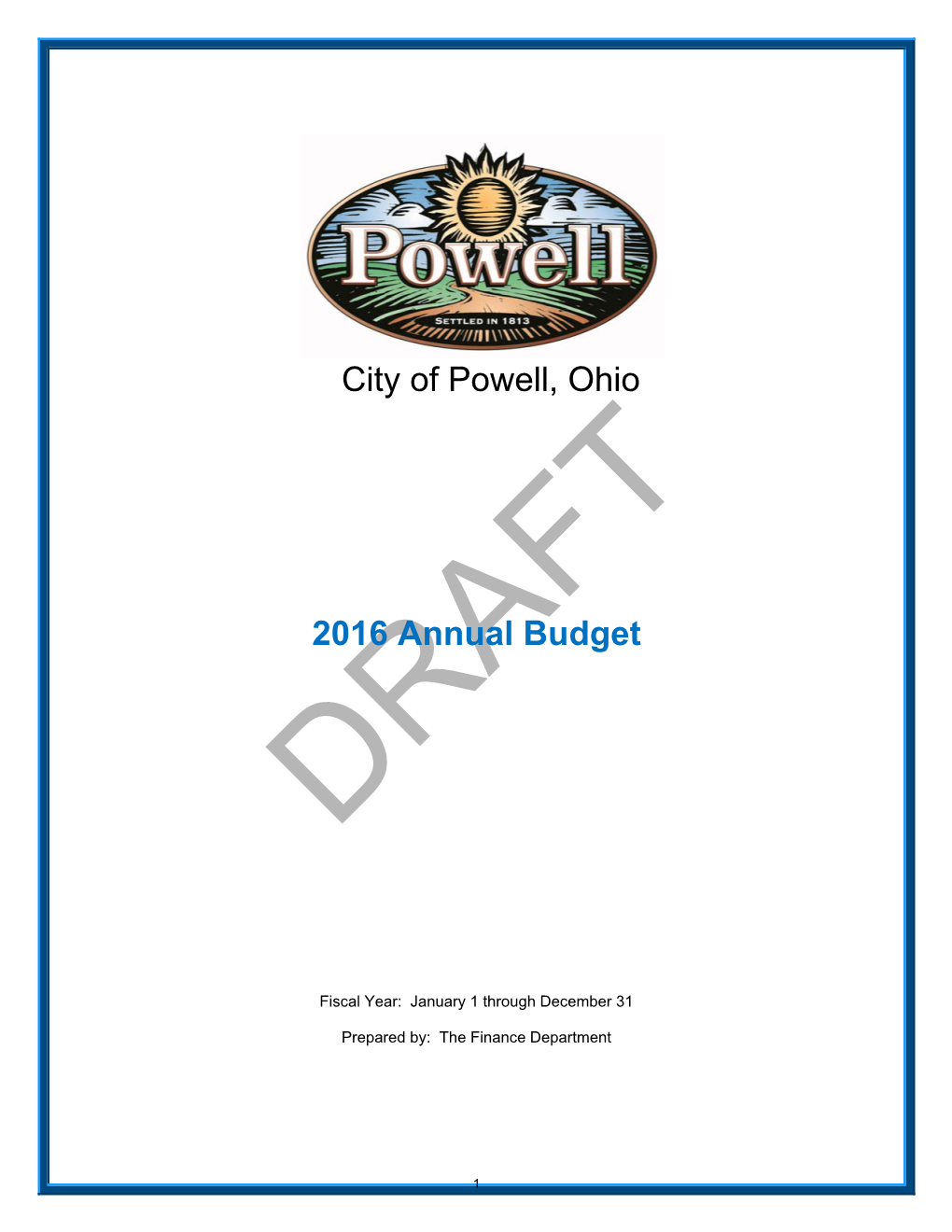 City of Powell, Ohio 2016 Annual Budget