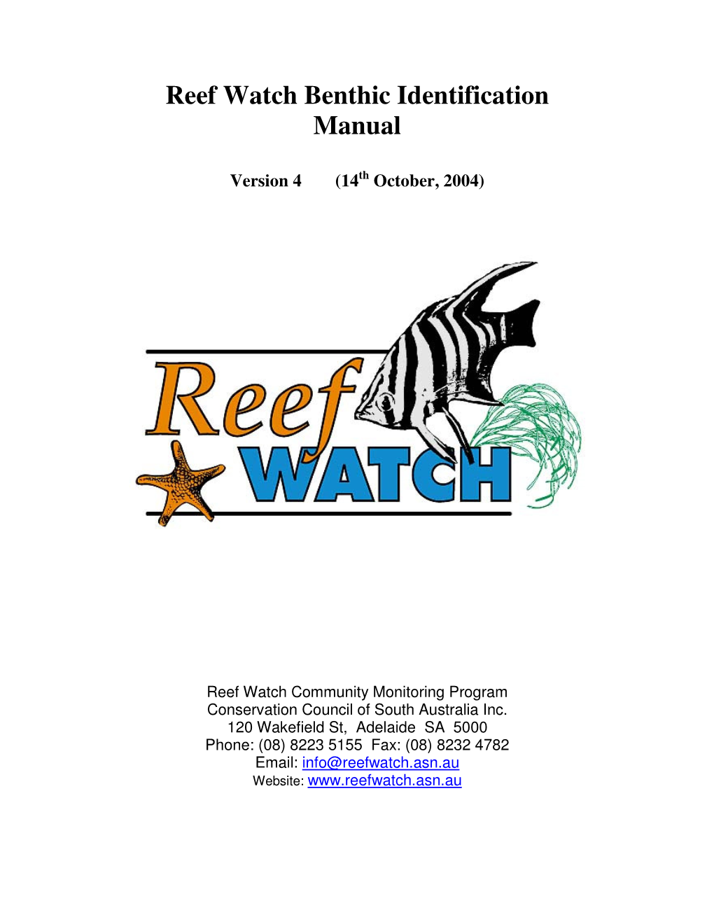 Reef Watch Benthic Identification Manual