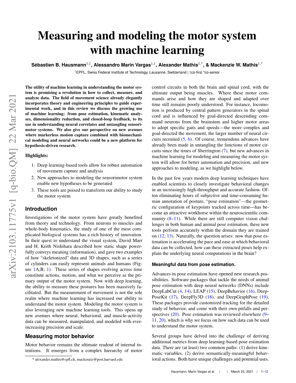 Measuring and Modeling the Motor System with Machine Learning