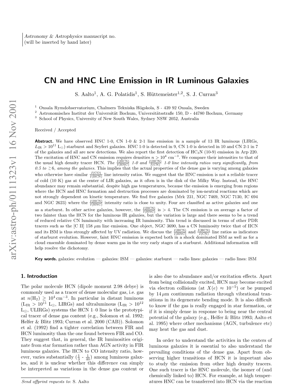 CN and HNC Line Emission in IR Luminous Galaxies