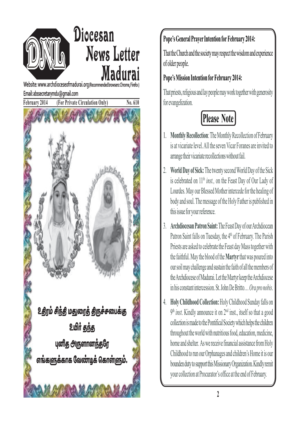 Diocesan News Letter Madurai