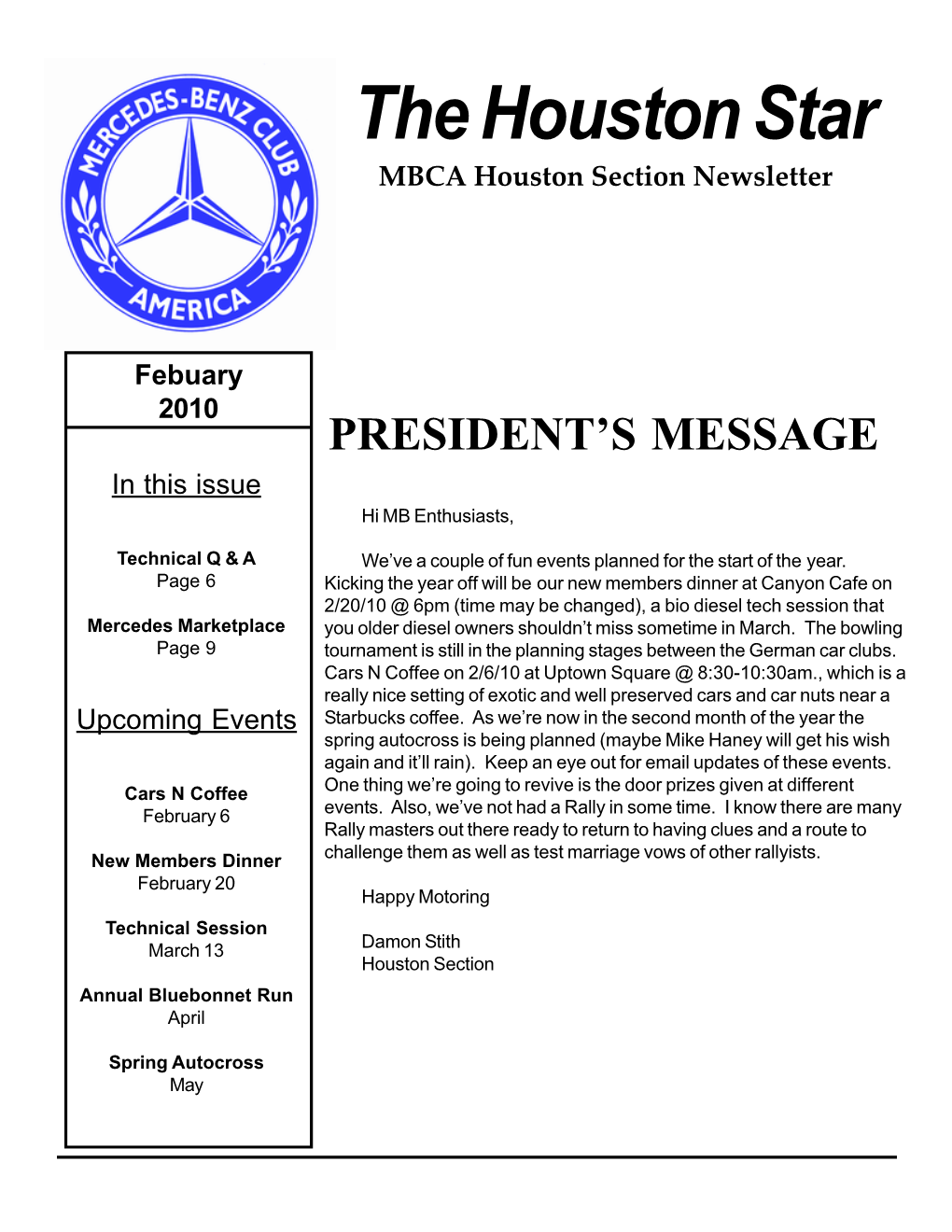 The Houston Star MBCA Houston Section Newsletter