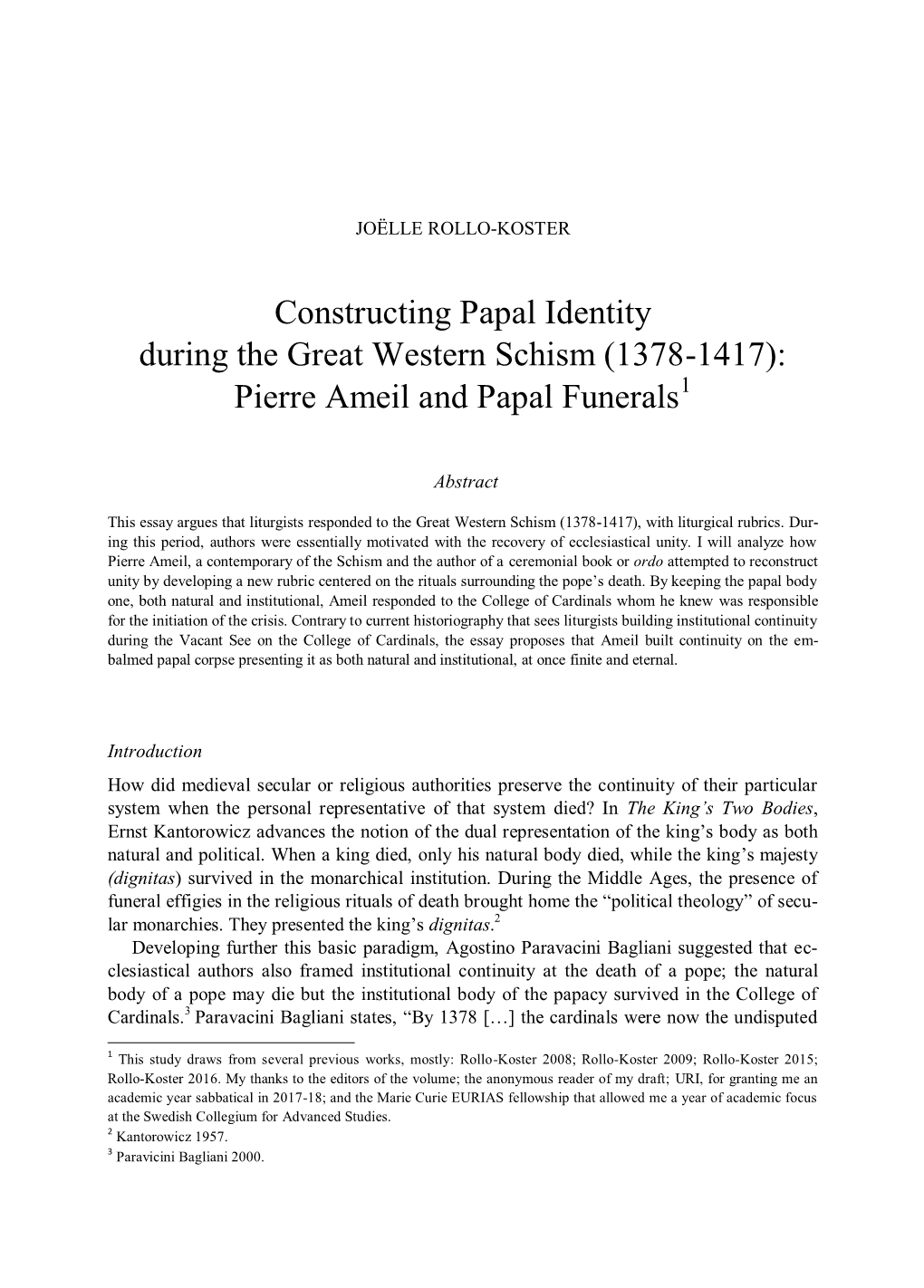 Constructing Papal Identity During the Great Western Schism (1378-1417): Pierre Ameil and Papal Funerals1