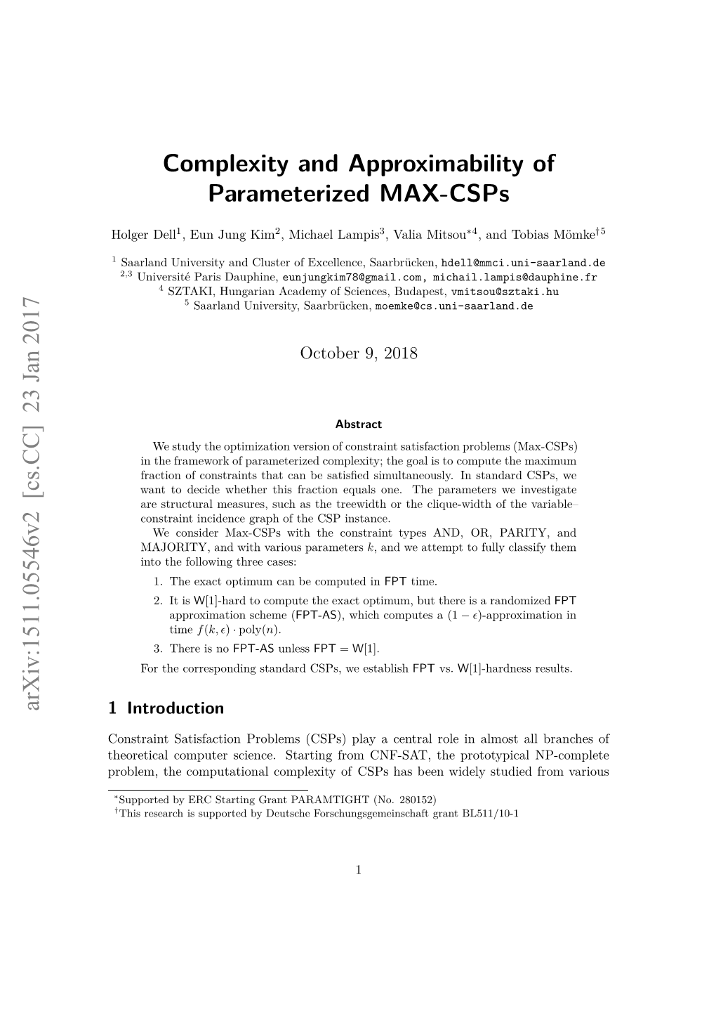 Complexity and Approximability of Parameterized MAX-Csps