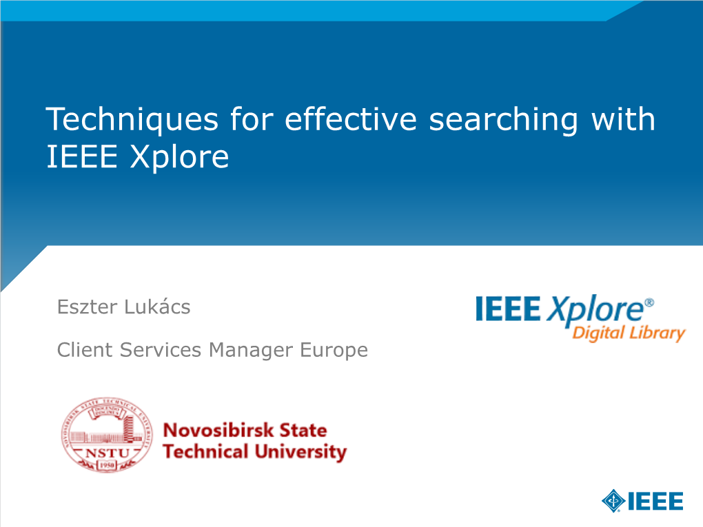 Techniques for Effective Searching with IEEE Xplore