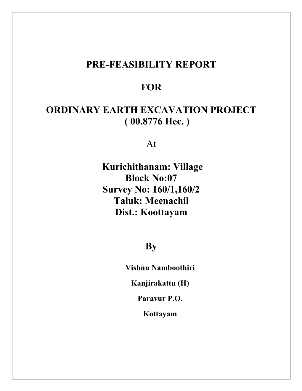 Pre-Feasibility Report For