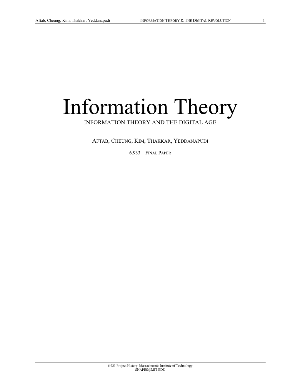 Information Theory & the Digital Revolution 1