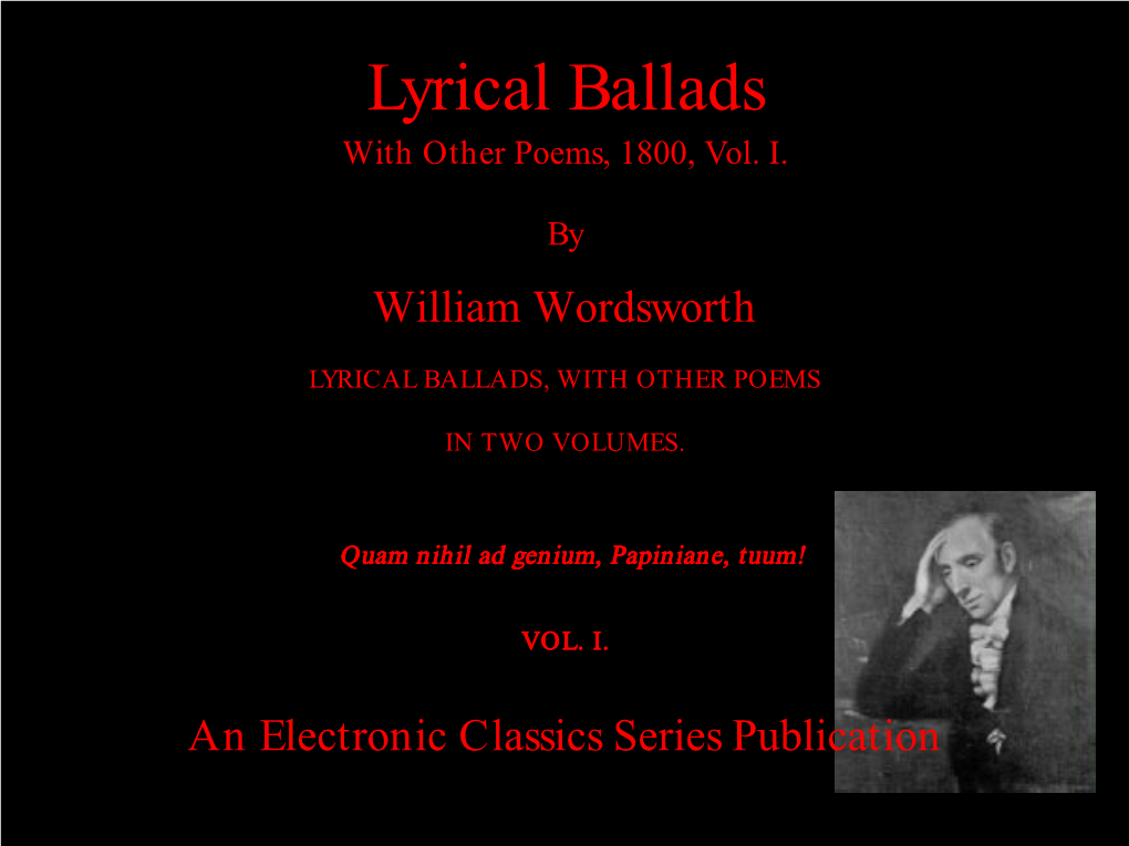 Lyrical Ballads Volume