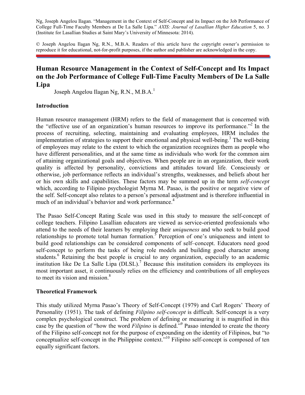 Human Resource Management in the Context of Self-Concept and Its