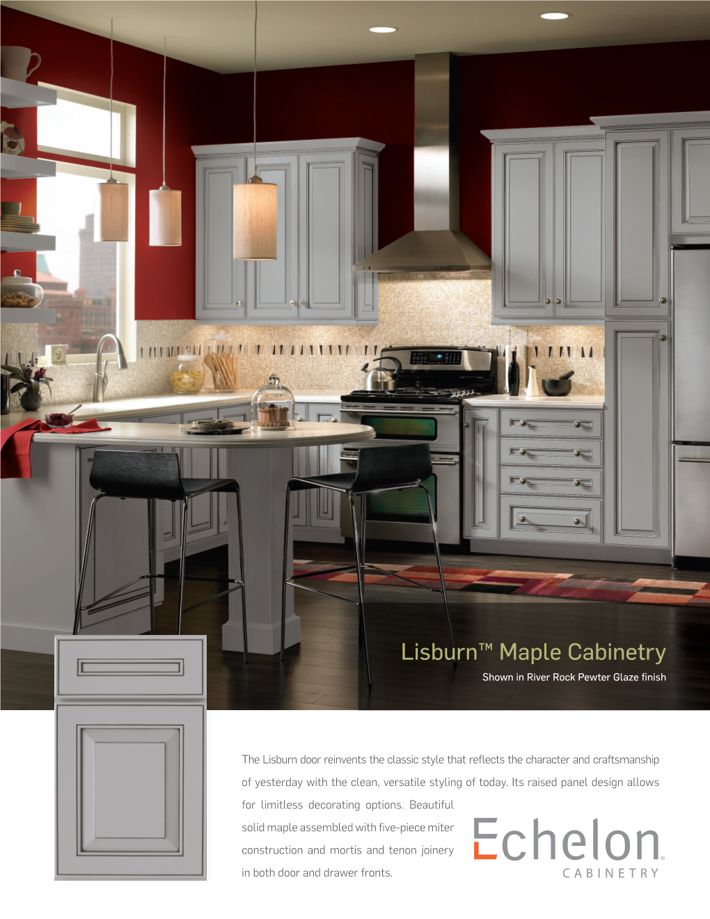 Lisburn™ Maple Cabinetry Shown in River Rock Pewter Glaze Finish
