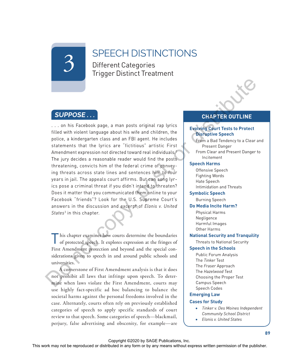 SPEECH DISTINCTIONS Different Categories 3 Trigger Distinct Treatment