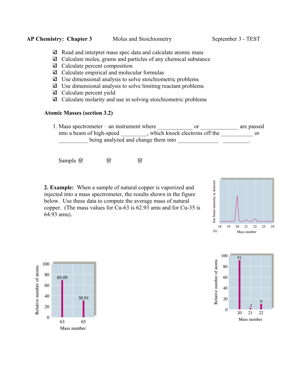 AP Chemistry: Chapter 3 Notes Outline