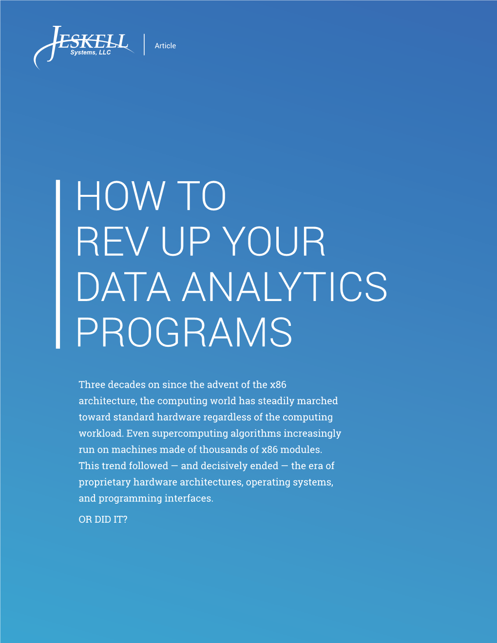 How to Rev up Your Data Analytics Programs