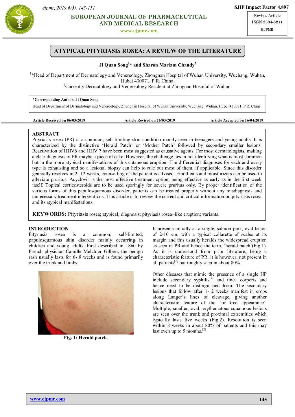 Atypical Pityriasis Rosea: a Review of the Literature