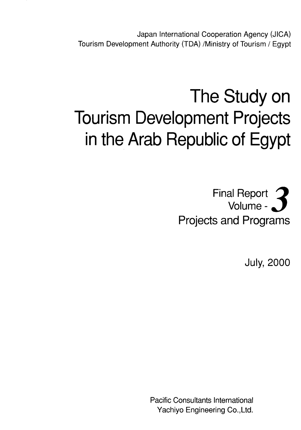 The Study on Tourism Development Projects in the Arab Republic of Egypt