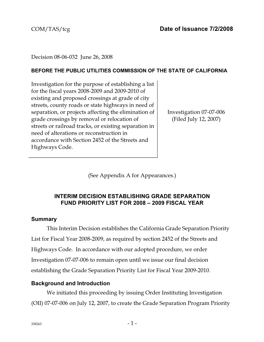 Date of Issuance 7/2/2008