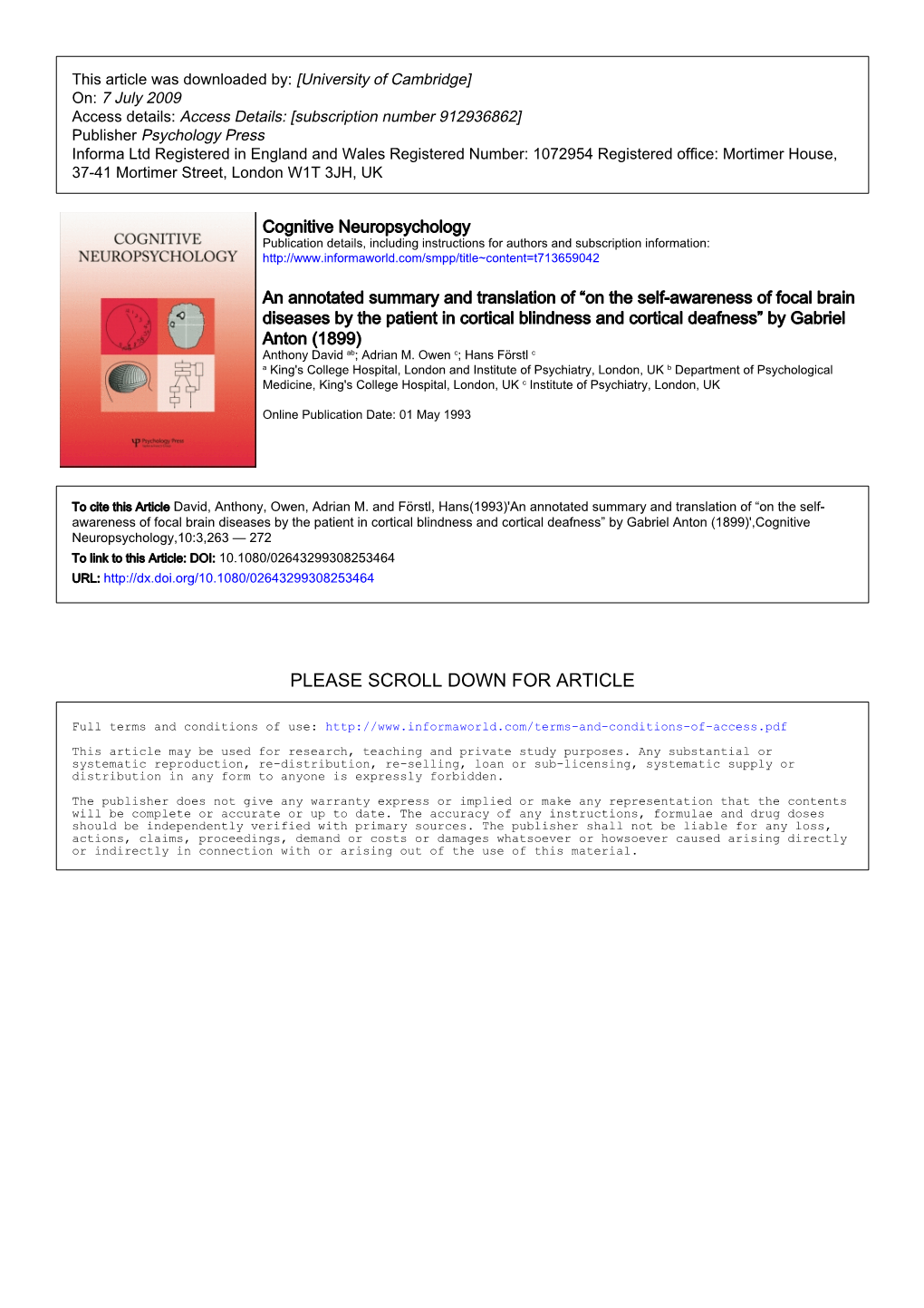 1993-David-COGNITIVE NEUROPSYCHOLOGY-An-Annotated-Summary-And-Translation.Pdf