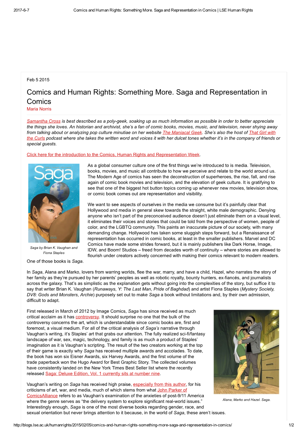 Something More. Saga and Representation in Comics | LSE Human Rights