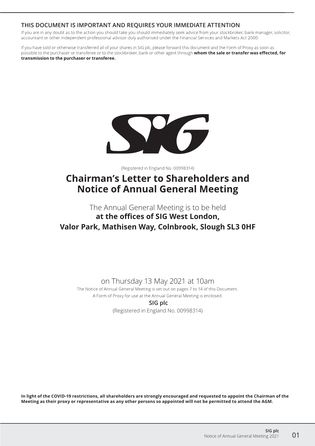 Chairman's Letter to Shareholders and Notice of Annual