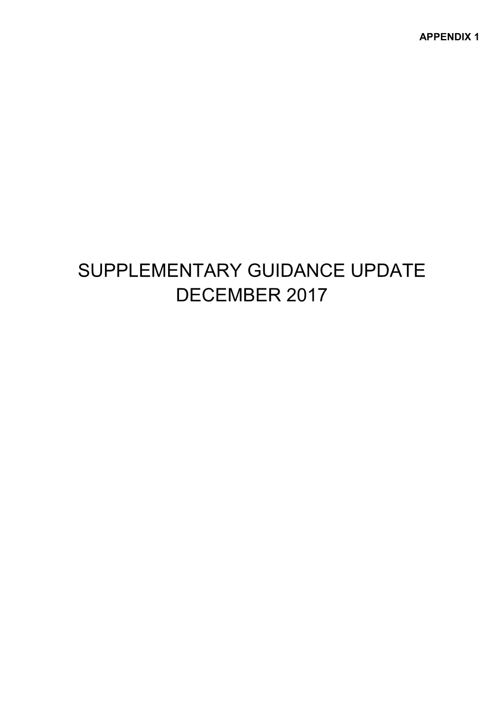 Supplementary Guidance Update December 2017