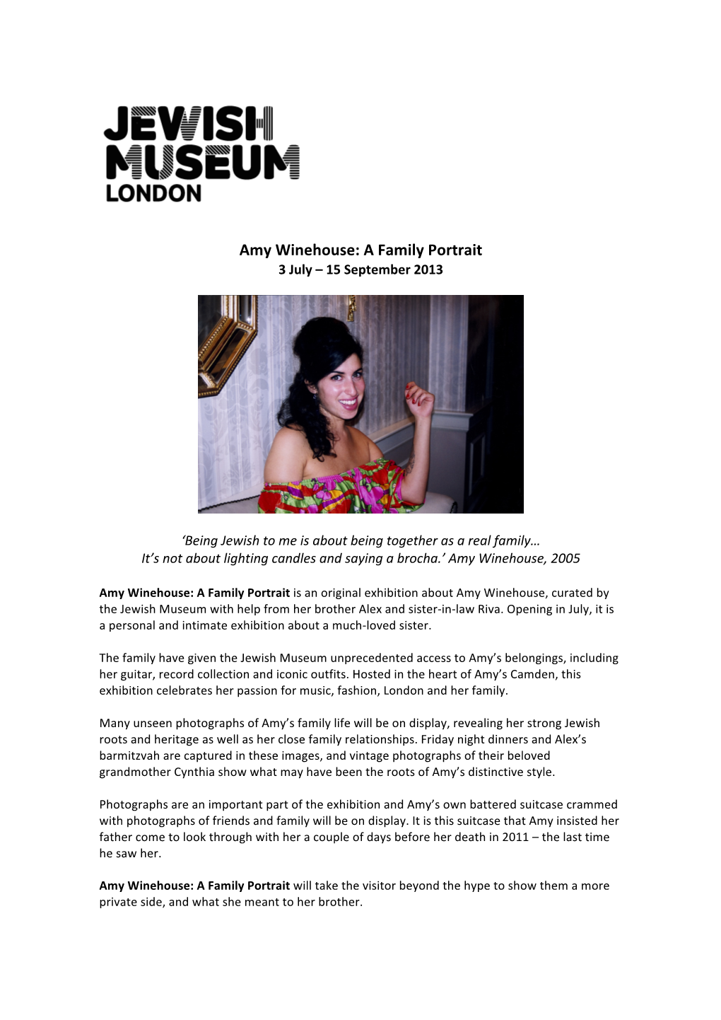 Amy Winehouse Press Release Final