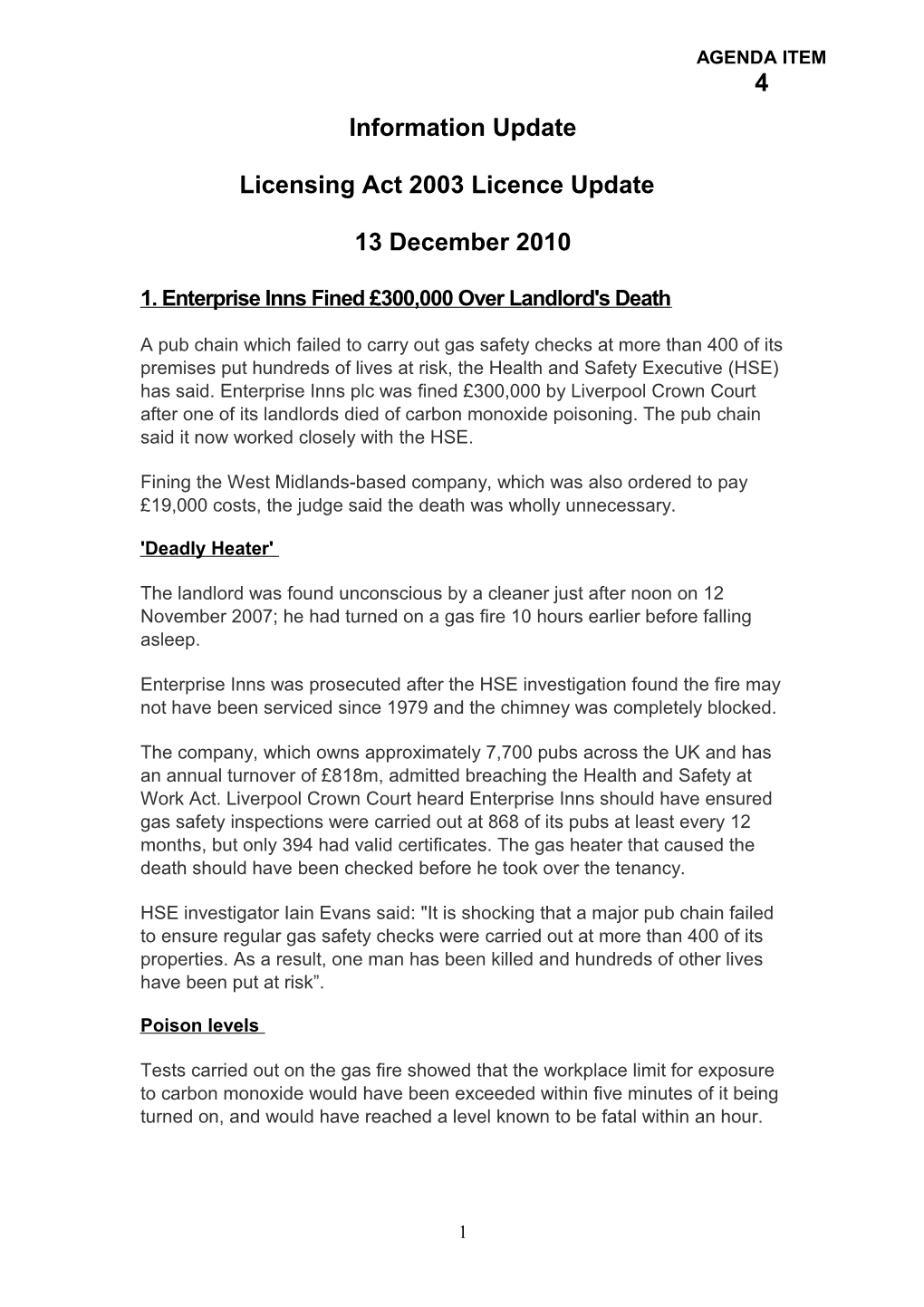 Licensing Act 2003 Licence Update