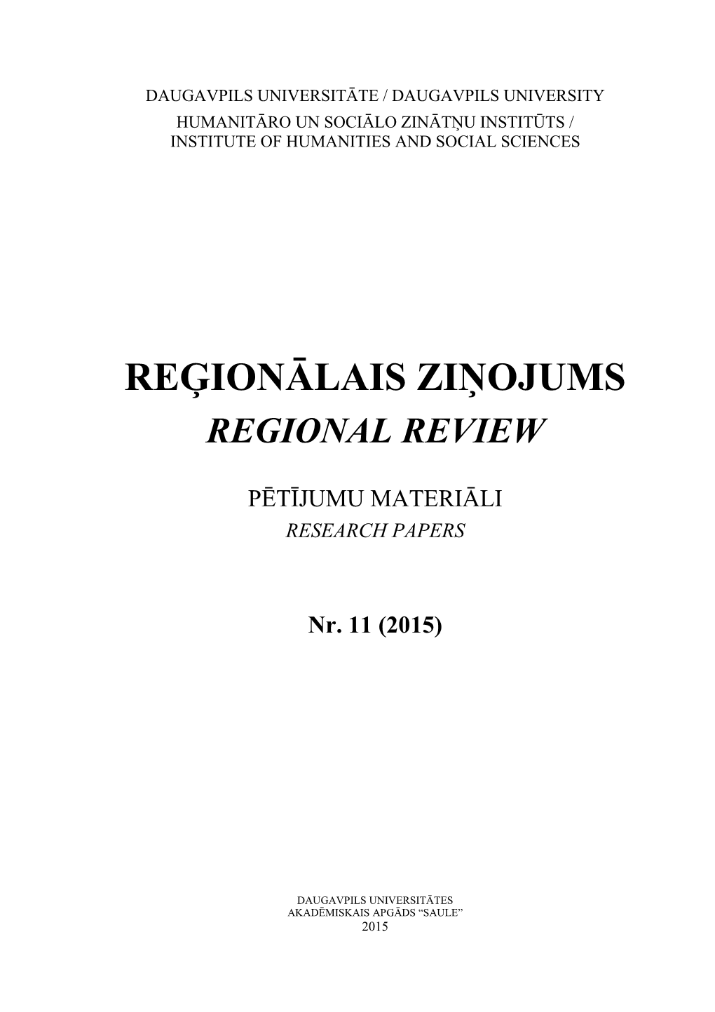 Reģionālais Ziņojums