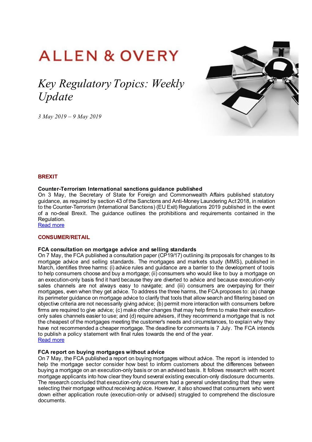 Key Regulatory Topics: Weekly Update