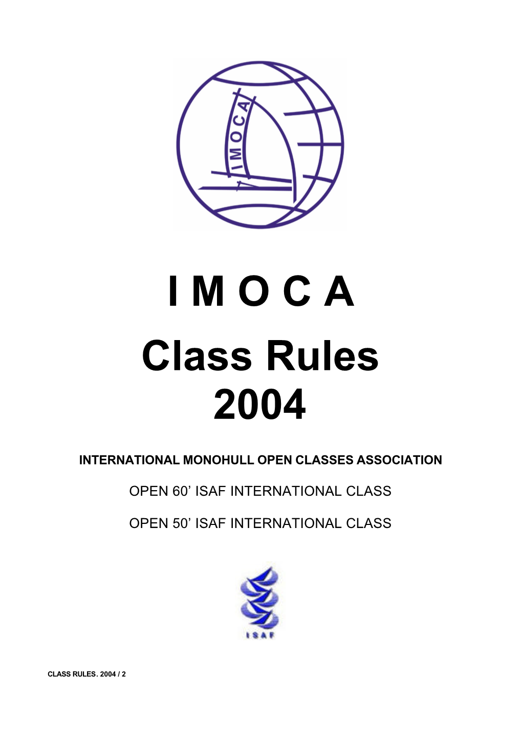 I M O C a Class Rules 2004