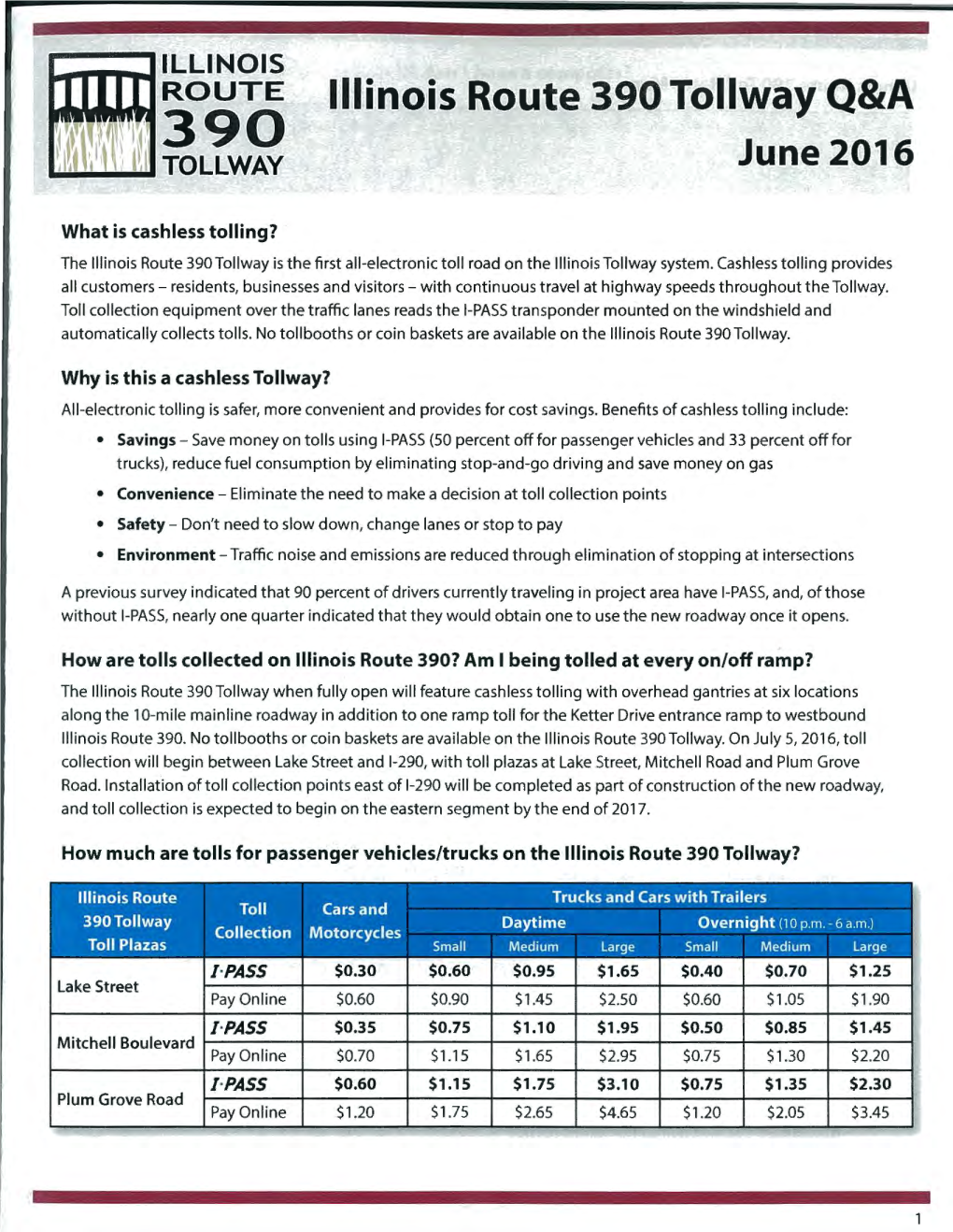 Illinois Route 390 Tollway Q&A