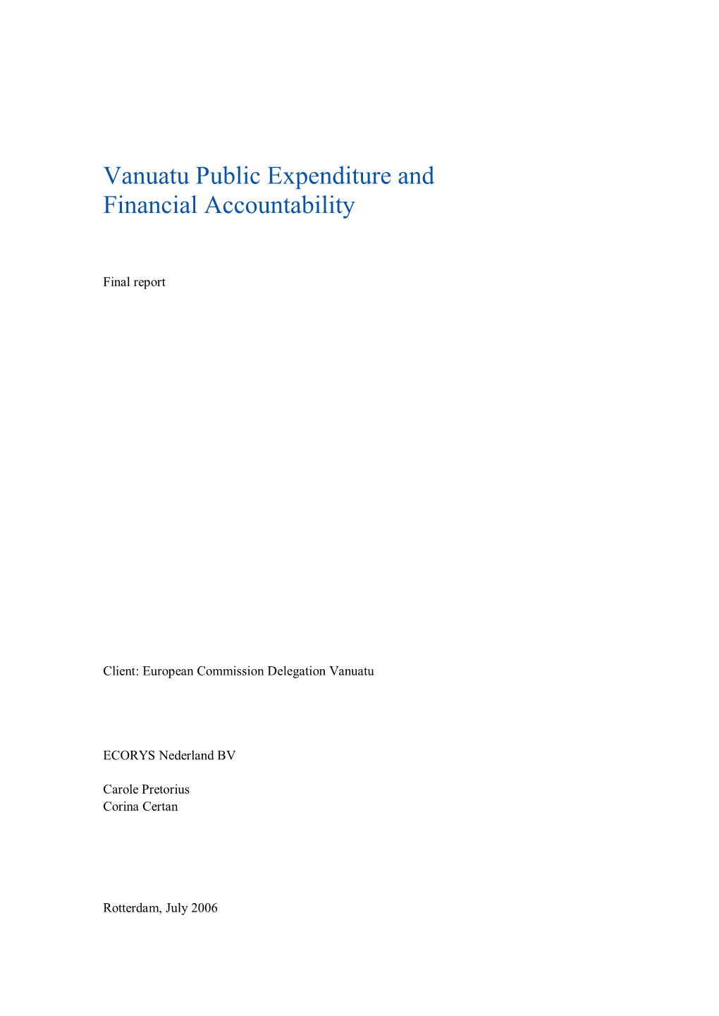 Vanuatu Public Expenditure and Financial Accountability