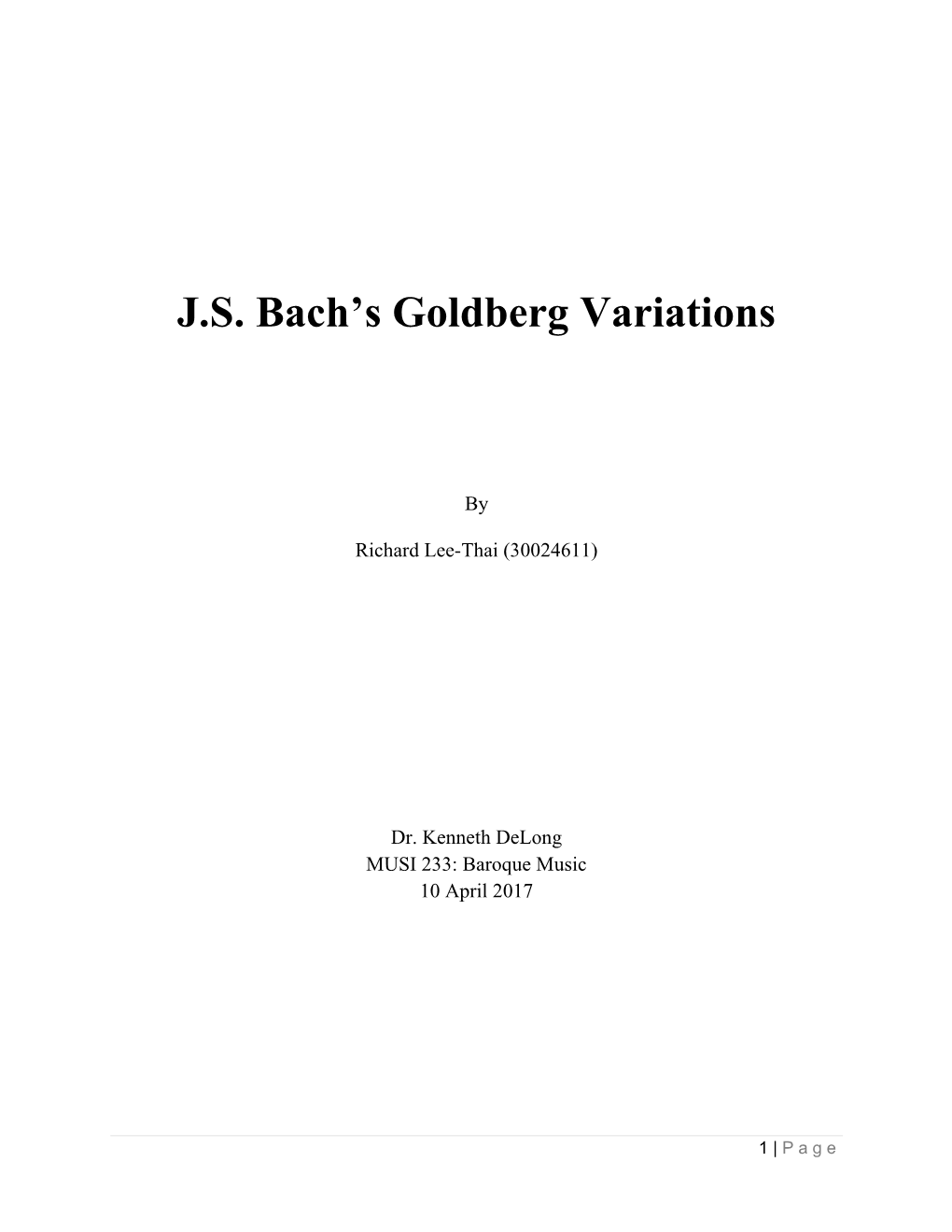 J.S. Bach's Goldberg Variations