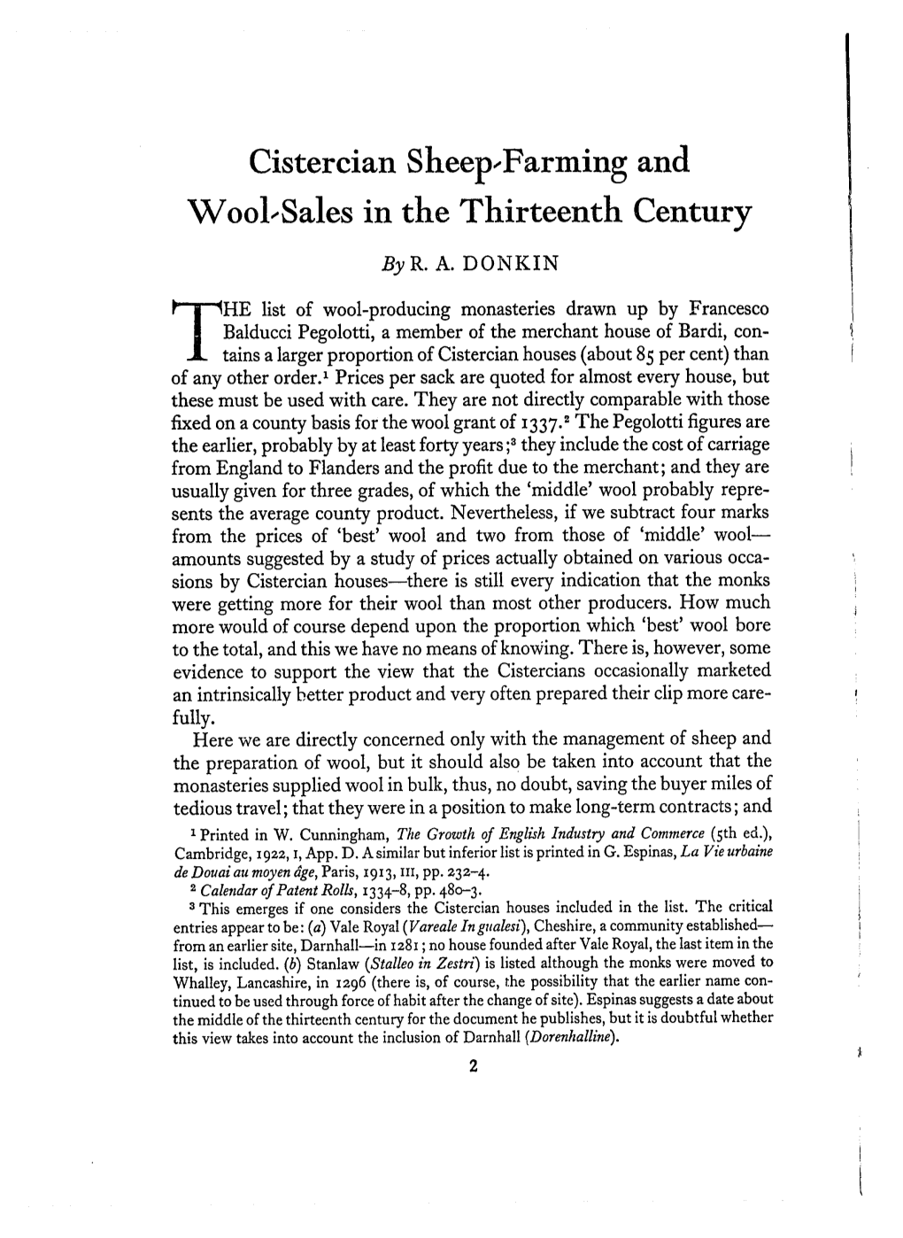 Cistercian Sheep,Farming and Wool-Sales in the Thirteenth Century