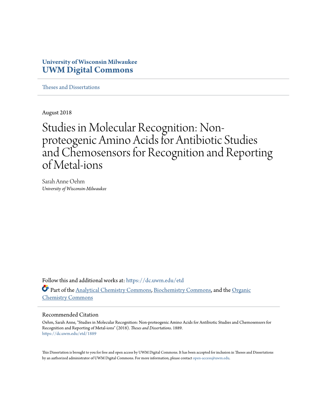 Studies in Molecular Recognition