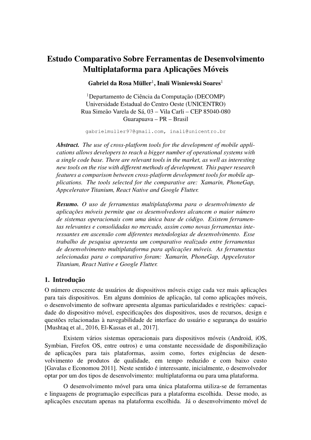 Estudo Comparativo Sobre Ferramentas De Desenvolvimento Multiplataforma Para Aplicaç ˜Oes Móveis