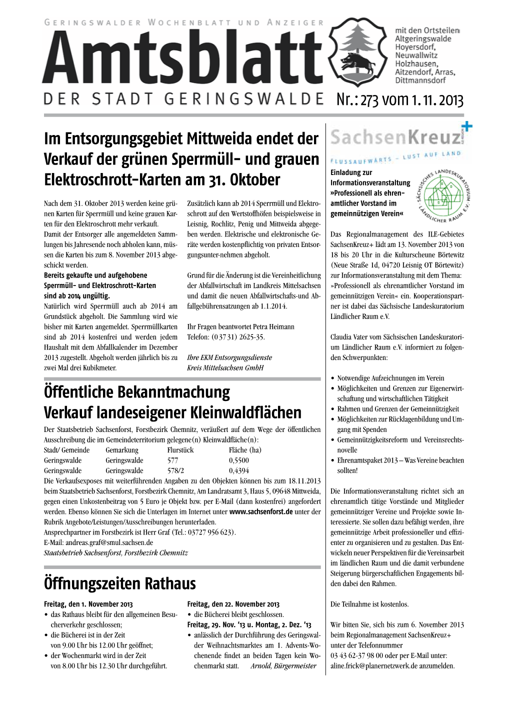 Nr.: 273 Vom 1. 11. 2013