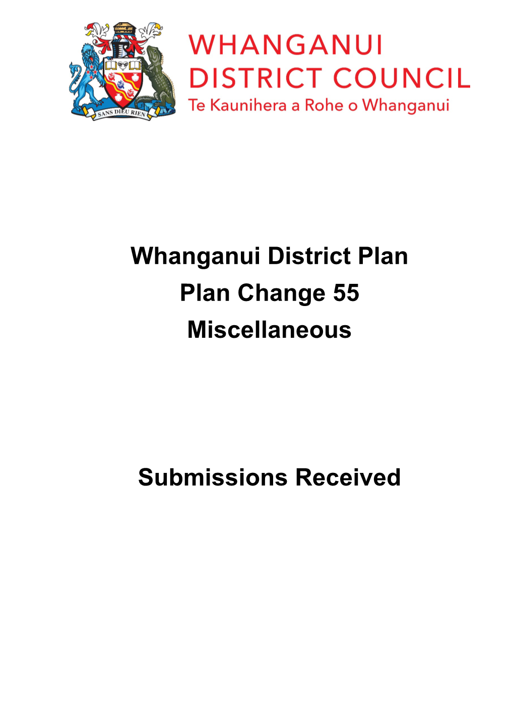 Whanganui District Plan Plan Change 55 Miscellaneous Submissions