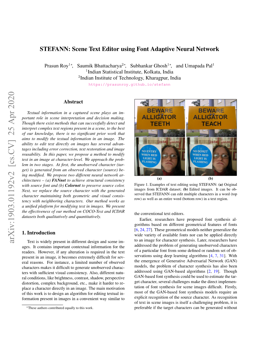 STEFANN: Scene Text Editor Using Font Adaptive Neural Network