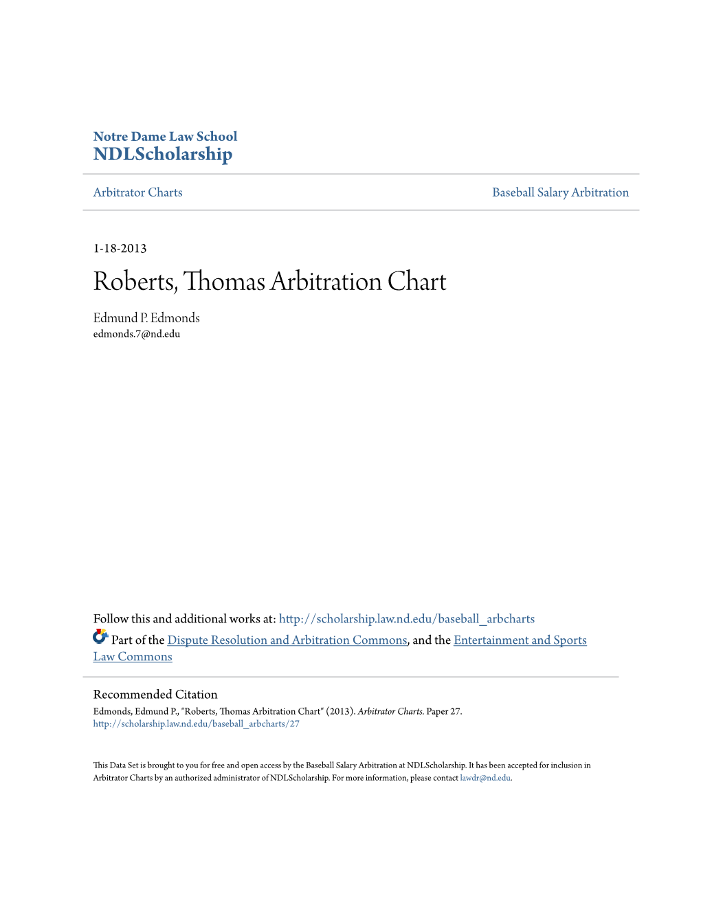 Roberts, Thomas Arbitration Chart Edmund P